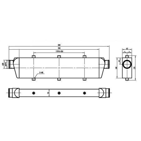Intercooler universale da competizione 550x140x65mm - 55mm