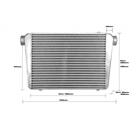 Intercooler universale da competizione  600x450x100mm - 76mm