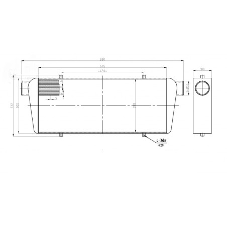 Intercooler universale da competizione 700x300x100mm - 76mm